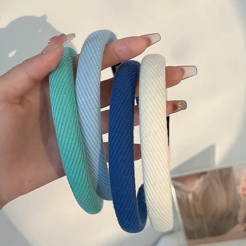 New Korean Simple Striped Solid Color Hair Band for Women's Sweet Versatile Face Washing Headband Girls Hair Accessories-belleandkai.com