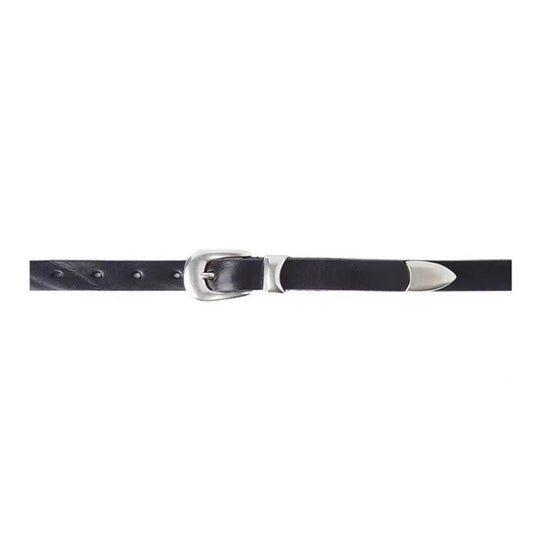 Momoluna Women Buckled Leather Belt Black 2 Cm Belt-belleandkai.com