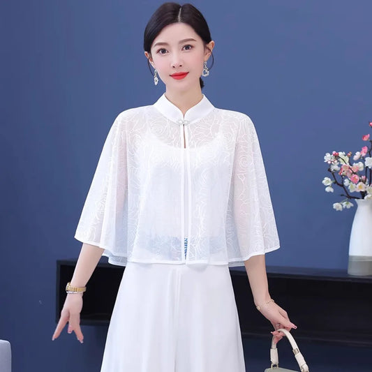 Cloak Summer Capes Ponchos Coats Fashion Clothes Women Clothing Tops Streetwear Party Vintage Casual Elegant Outerwear-belleandkai.com