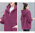 Thicken Plus Velvet Women Sweatshirts Autumn Winter Lamb Fleece Sweater Casual Hoodies Loose All-match Zipper Cardigan Jacket-belleandkai.com