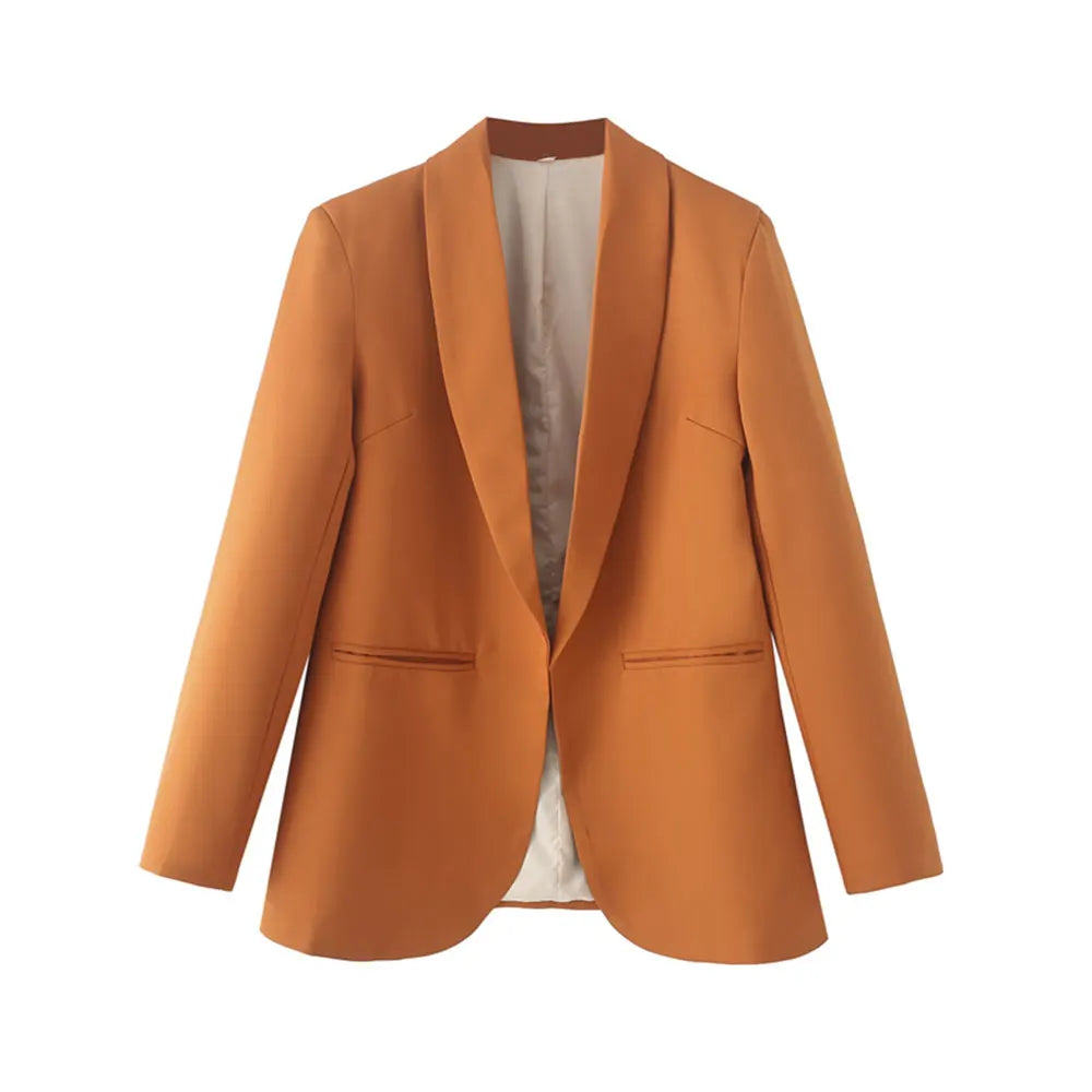 TRZA Women's Fashion Front Open Blazer Coat Long Sleeve Office Wear with Welt Pockets Chic Female Outerwear Top-belleandkai.com