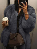 2024 Autumn Winter Female Korean Fashion Long Faux Fur Jacket Women Coats Loose Casual Warm Long Sleeve Outerwears Overcoat-belleandkai.com