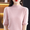 RONGYI Seamless Cashmere Sweater Knitted Women's Clothing 100% Pure Wool Short-Sleeved 2022 Spring Five-Quarter Sleeve  Pullover-belleandkai.com