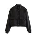 Willshela Women Fashion Solid Bomber Jackets Coat With Pockets V-Neck Single Breasted Long Sleeves Female Chic Lady Outfits-belleandkai.com