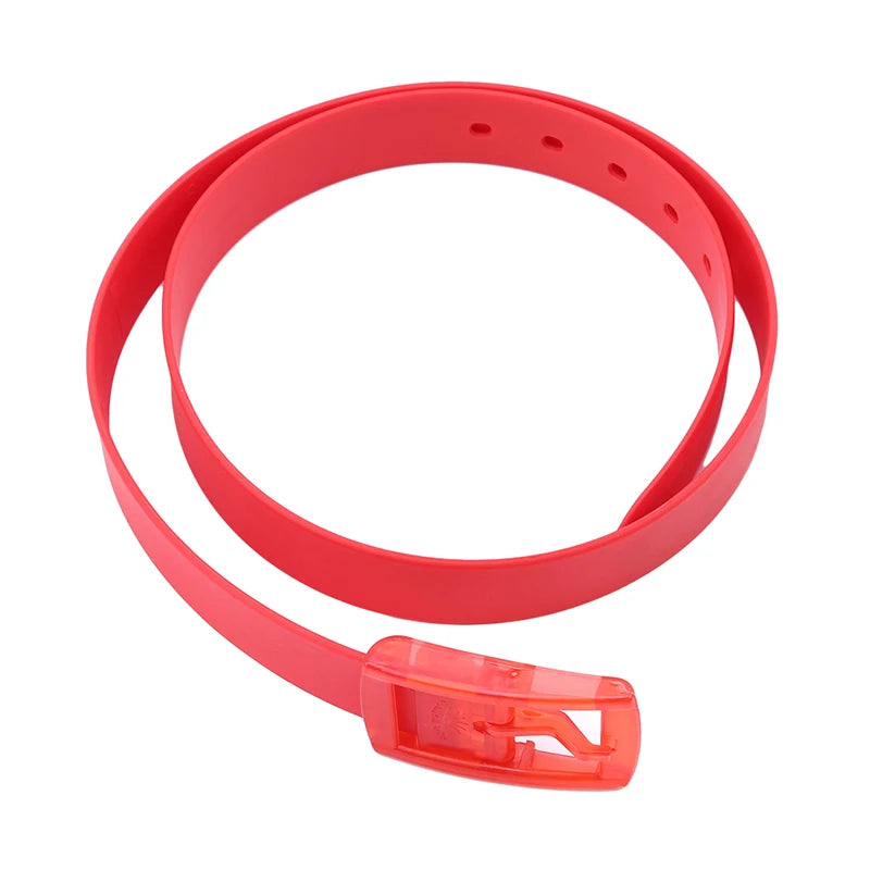 New Eco-friendly Plastic Belt Unisex Silicone Rubber Belt Korean Style Smooth Buckle for Women Men Unisex Candy Colors 4 Colors-belleandkai.com