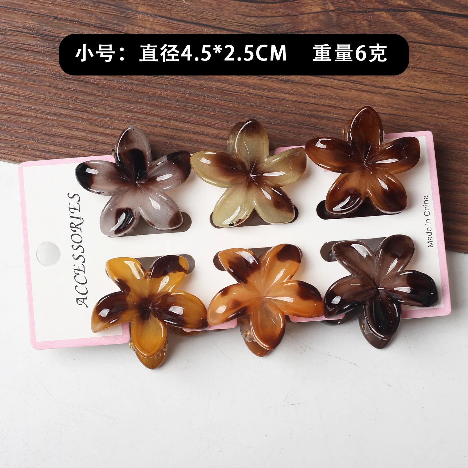 6Pcs Fashion Colorful Transparent Flower Small Hair Claw Clips clamp Hairpin Barrette for Thick Thin Hair Accessories for Women-belleandkai.com