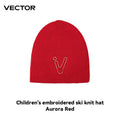 VECTOR Children's Embroidered Ski Knitted Hat Solid Color for Warmth, Warmth, Comfort, and Skin Friendly Trend Versatile-belleandkai.com