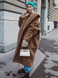 ZADORIN Winter Long Brown Teddy Coat Woman Oversized Lapel Lamb Fur Faux Fur Coat Chic Thick Warm Fur Jacket Woman Clothes Coats-belleandkai.com