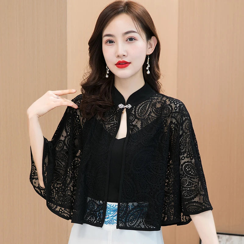 Cloak Summer Capes Ponchos Coats Fashion Clothes Women Clothing Tops Streetwear Party Vintage Casual Elegant Outerwear-belleandkai.com