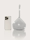 Elegant and luxurious rhinestone-encrusted evening bag and clutch, paired with a four-piece necklace, earrings and bracelet.-belleandkai.com
