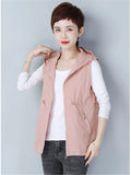 Thin Summer Women's Vest Jacket 2025 New Short Hooded Sleeveless Coat Female Solid color Casual Liner Waistcoat Jackets Tops-belleandkai.com
