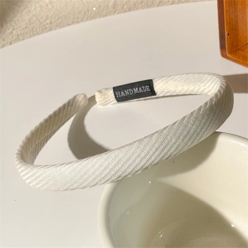 New Korean Simple Striped Solid Color Hair Band for Women's Sweet Versatile Face Washing Headband Girls Hair Accessories-belleandkai.com