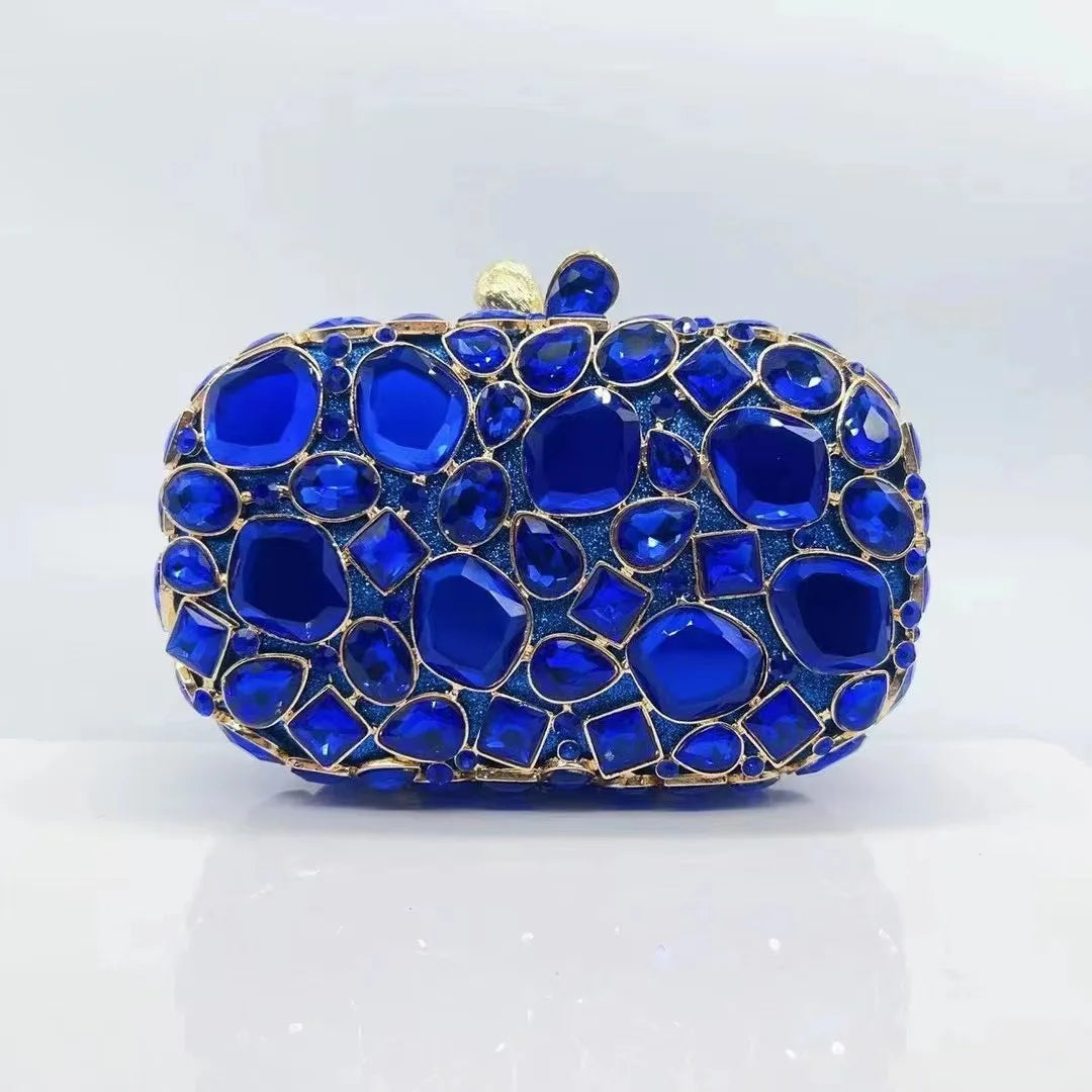 WHTUOHENLarge Silver Stones Wedding Dress Purses Women Bridal Crystal Handbags Rhinestone Party Prom Evening Clutches Minaudiere-belleandkai.com