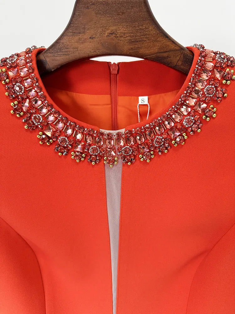 HIGH STREET Newest 2025 Designer Fashion Women's Colorful Diamond Beading Sleeveless  Tank Dress-belleandkai.com