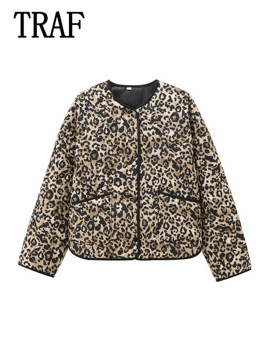 TRAF&ZA2025 Chic Trendy Printed Single Breasted Jacket Fashion Autumn Long Sleeve Coat Versatile Comfortable Short Coat? ?-belleandkai.com