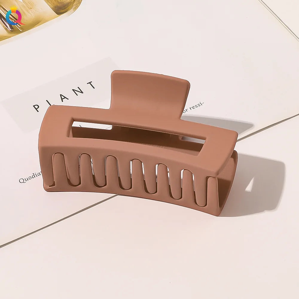 Simple Frosted Shark Hair Claws Candy Color No Slip Large Square Cross Shaped Jaw Clip For Women Girls Thin Thick Long Hair-belleandkai.com