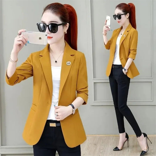 Fashionable Short Women's Blazer Jacket Thin Stylish Spring 2024 New Arrival Polyester Fiber High End Formal Top Trendy-belleandkai.com
