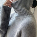 Women's Turtleneck Cashmere Sweater Loose Thickened Pullover Korean Style Lazy Wind Heavy for Autumn Winter-belleandkai.com