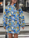 Women's hooded pullover sweatshirt fashion loose autumn and winter hoodie Disney chic retro print long-sleeved dress-belleandkai.com