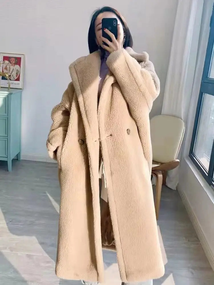 Casual Loose Autumn Women Jacket Winter Teddy Coat Woman Faux Fur Coat Female Plush Thick Warm Fleece Long Jacket Oversized-belleandkai.com