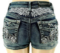Y2k Street Men Women Double Waisted Retro Rhinestone Denim Shorts Gem Stones Embroidered Jeans Hip Hop Baggy Over The Knee Jorts-belleandkai.com