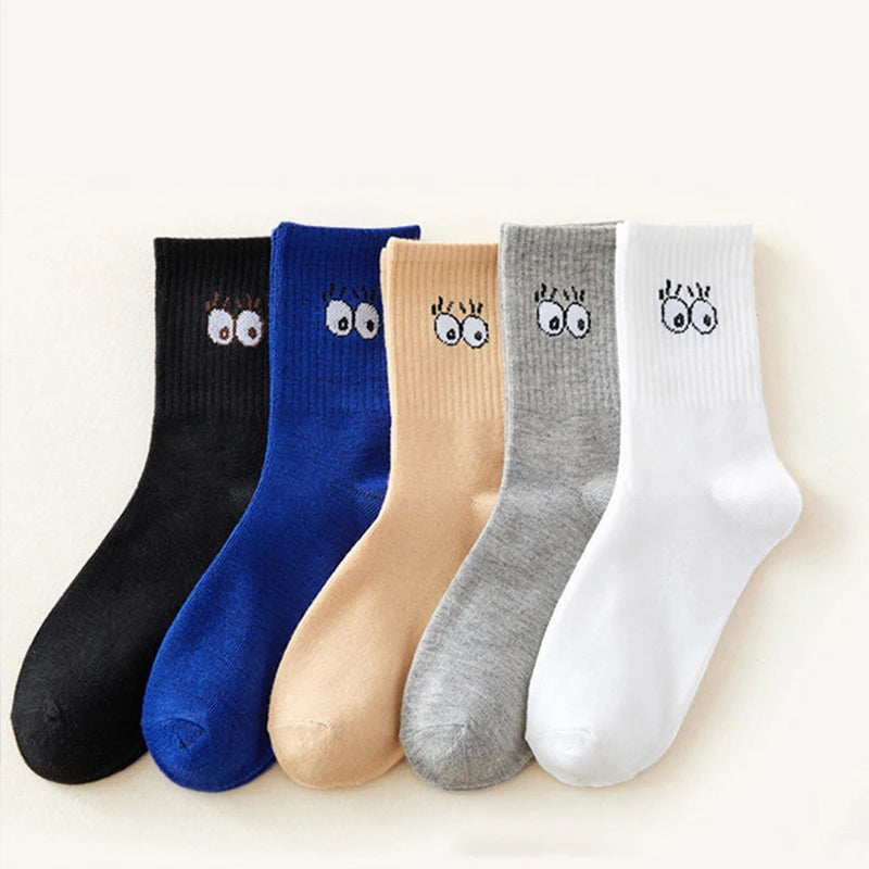 5 Pairs/Lot Socks Women's Cotton Print Short Ankle Set White Sports Cycling Running Compression Summer Breathable-belleandkai.com
