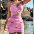 Women Sexy Cutout Bodycon Dress Euro Style Cross Back Straps Hollow Out Nightclub Party Evening Outfit Slim Fit Stretchy Dress-belleandkai.com