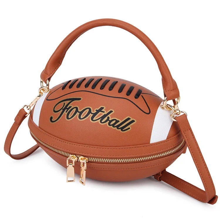 Fashion American Football Style Crossbody Bag for Women Girl’s Shoulder Bags Rugby Style Purses Designer Ball Novelty Handbags-belleandkai.com