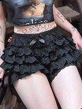 AltGoth Mall Goth Lolita Lace Shorts Women Aesthetic Cute Sweet Bow Patchwork Shorts Y2k E-girl Emo Alternative Kawaii Outfits-belleandkai.com