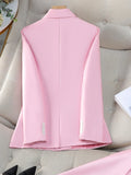 Fashion Ladies Blazer Women Orange Navy Pink Solid Long Sleeve Female Business Work Wear Slim Formal Jacket For Autumn Winter-belleandkai.com