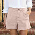 Women'S Summer Shorts Soft Stretch Twill Shorts With Side Pockets Classic Solid Straight Button Daily Commute Comfy Shorts-belleandkai.com