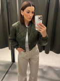 TRAF 2025 Women's Fashion Bomber Jacket Autumn Winter Short Parka Coat Vintage Long Sleeve Streetwear Casual New In Jackets-belleandkai.com