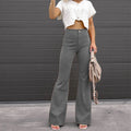 Street Fashion Pantalon Europe American Spring Autumn Women's Solid Mid Waist Slim Micro Bell Bottoms Corduroy Casual Sweatpant-belleandkai.com
