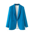 TRZA Women's Fashion Front Open Blazer Coat Long Sleeve Office Wear with Welt Pockets Chic Female Outerwear Top-belleandkai.com