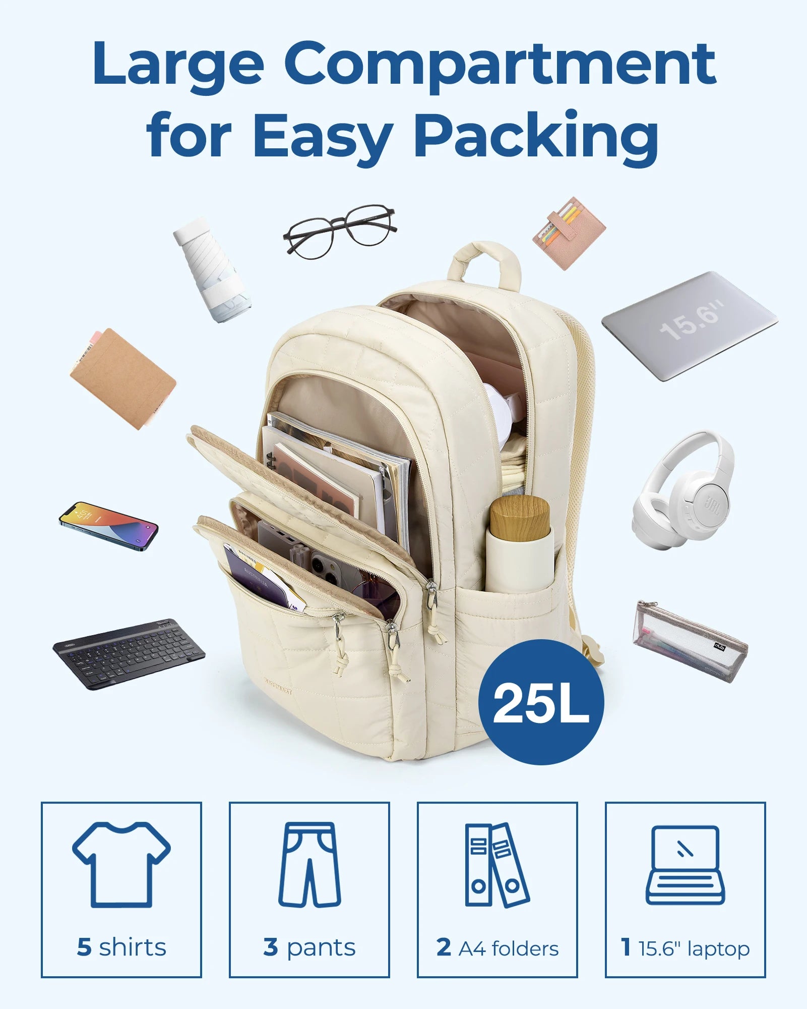 BAGSMART Women's Backpack School Bag for Girls Waterproof Large College Backpack Travel Backpacks Women Laptop Book bag-belleandkai.com
