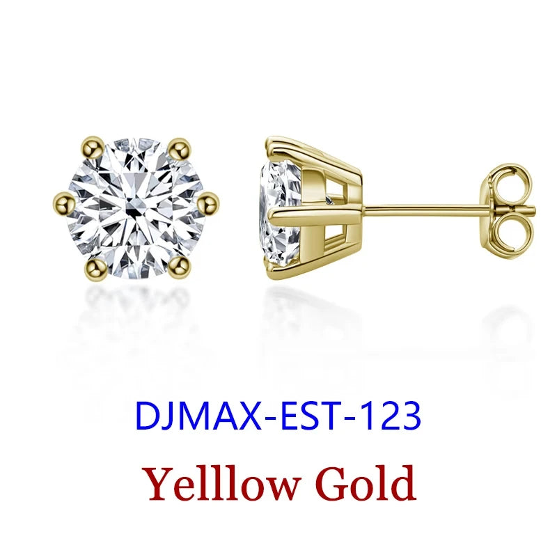 DJMAX 0.5-2ct Moissanite Diamond Stud Earrings for Women Original 925 Sterling Silver Lady's Moissanite Earring New 2025-belleandkai.com