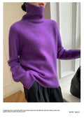 Women's Turtleneck Cashmere Sweater Loose Thickened Pullover Korean Style Lazy Wind Heavy for Autumn Winter-belleandkai.com