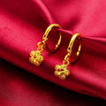 Drop-Heart Coin Stud Earrings for Women (24K AU999) - Double-Lined Drop Outline, Shiny-Matte Mix, Travel Wear, Natural Fluidity-belleandkai.com