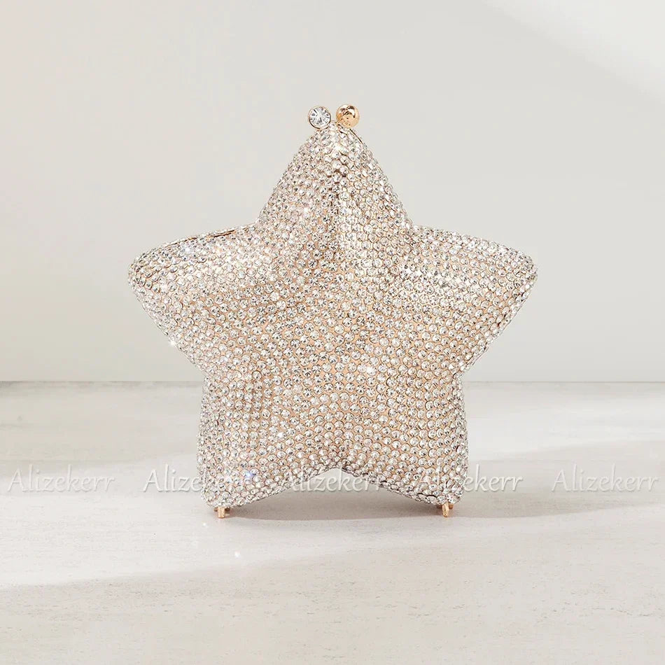 Alizekerr Star Shaped Crystal Evening Bags Women 2024 Boutique Gorgeous Gradient Colour Diamond Mini Clutch Purses Wedding Party-belleandkai.com