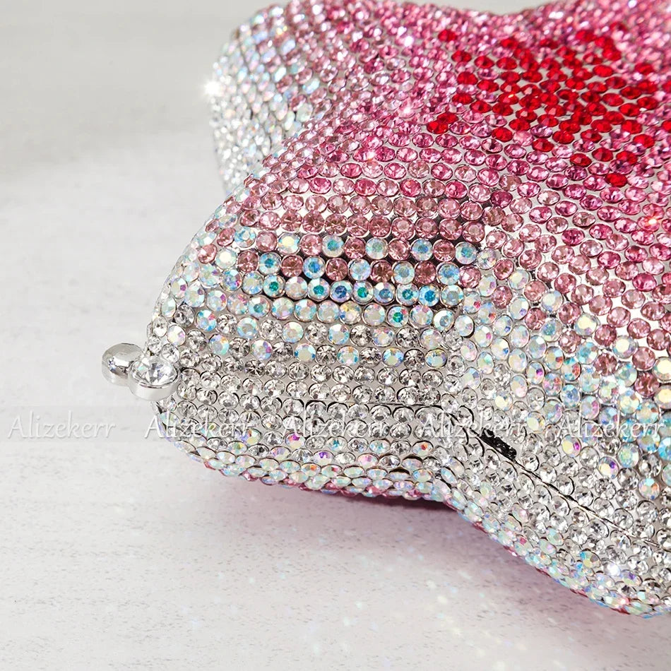 Alizekerr Star Shaped Crystal Evening Bags Women 2024 Boutique Gorgeous Gradient Colour Diamond Mini Clutch Purses Wedding Party-belleandkai.com
