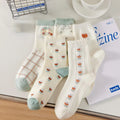5 Pairs/Lot Socks Women's Cotton Print Short Ankle Set White Sports Cycling Running Compression Summer Breathable-belleandkai.com