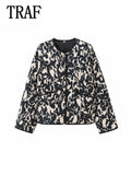 TRAF&ZA2025 Chic Trendy Printed Single Breasted Jacket Fashion Autumn Long Sleeve Coat Versatile Comfortable Short Coat? ?-belleandkai.com