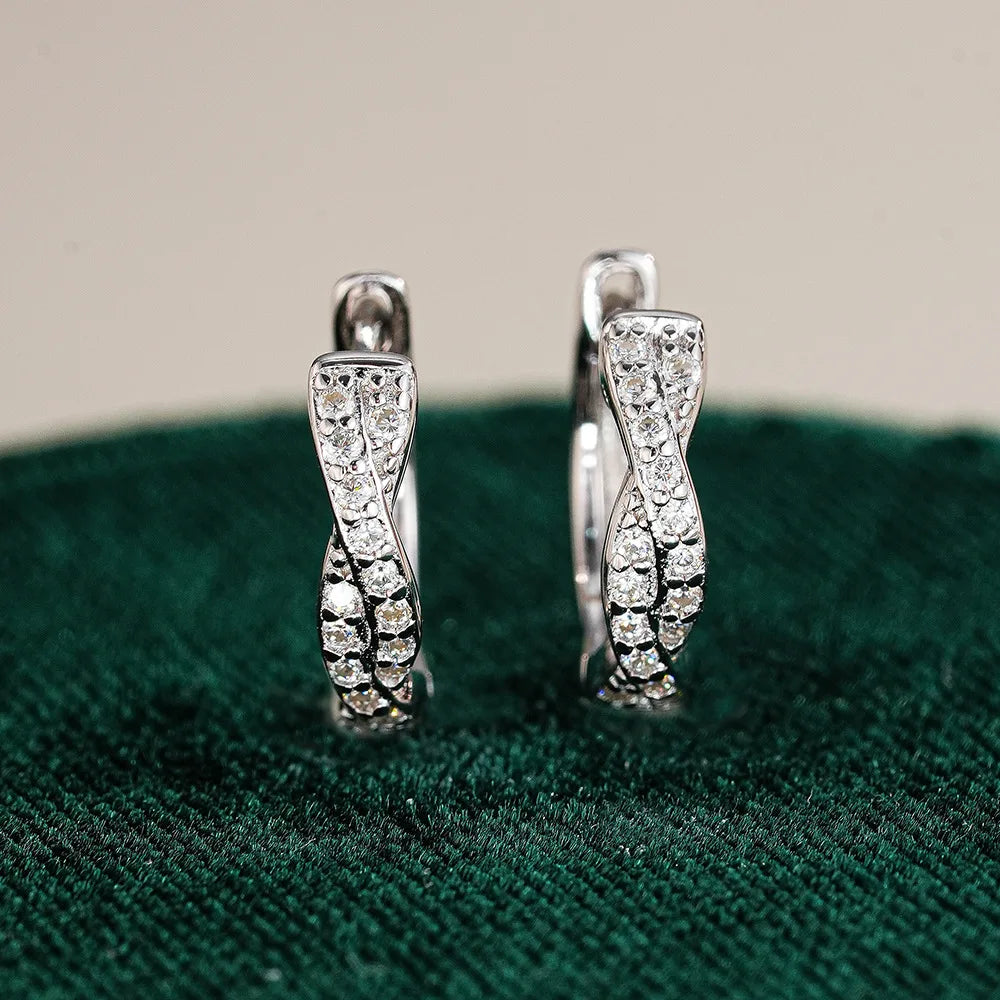 European-American Trendy Vintage Ear Clips PT950 Platinum Women's! 0.5CT Moissanite Elegant Hoops, High-End Eye-Catching & Chic-belleandkai.com