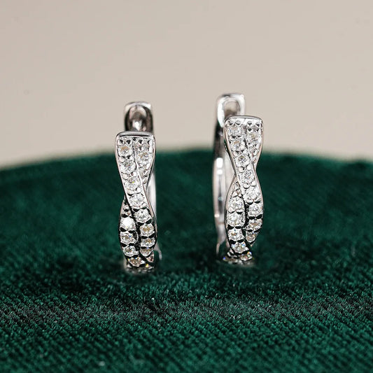European-American Trendy Vintage Ear Clips PT950 Platinum Women's! 0.5CT Moissanite Elegant Hoops, High-End Eye-Catching & Chic-belleandkai.com