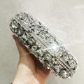 WHTUOHENLarge Silver Stones Wedding Dress Purses Women Bridal Crystal Handbags Rhinestone Party Prom Evening Clutches Minaudiere-belleandkai.com
