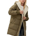 Womens Winter Warm Coats Sherpa Fleece Lined Long Hooded Puffer Jacket-belleandkai.com