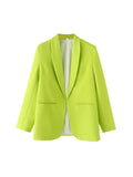 TRZA Women's Fashion Front Open Blazer Coat Long Sleeve Office Wear with Welt Pockets Chic Female Outerwear Top-belleandkai.com