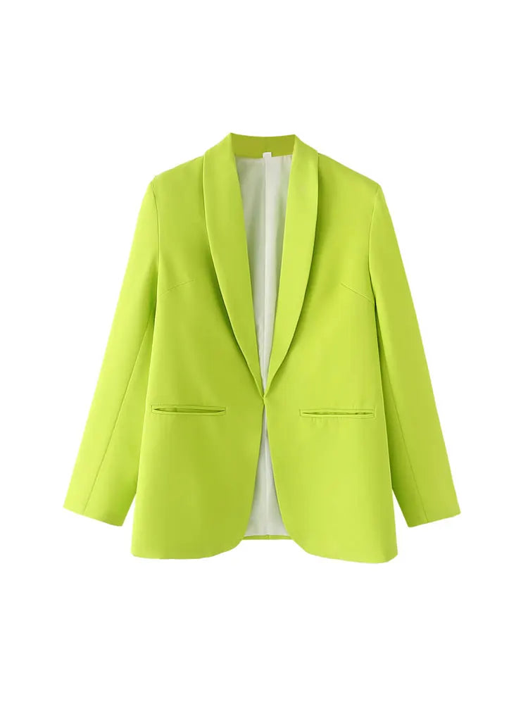 TRZA Women's Fashion Front Open Blazer Coat Long Sleeve Office Wear with Welt Pockets Chic Female Outerwear Top-belleandkai.com