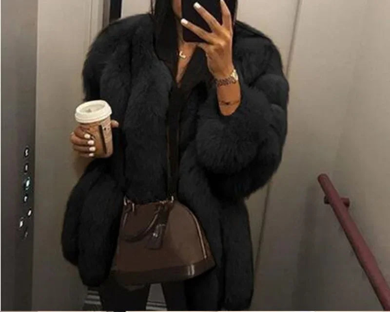 2024 Autumn Winter Female Korean Fashion Long Faux Fur Jacket Women Coats Loose Casual Warm Long Sleeve Outerwears Overcoat-belleandkai.com