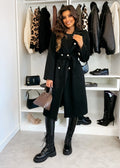 Women's Woolen Coat Autumn Winter Vintage Elegant Double Breasted Trench Coat Women Brown Long Sleeved Midi Windbreaker Jacket-belleandkai.com